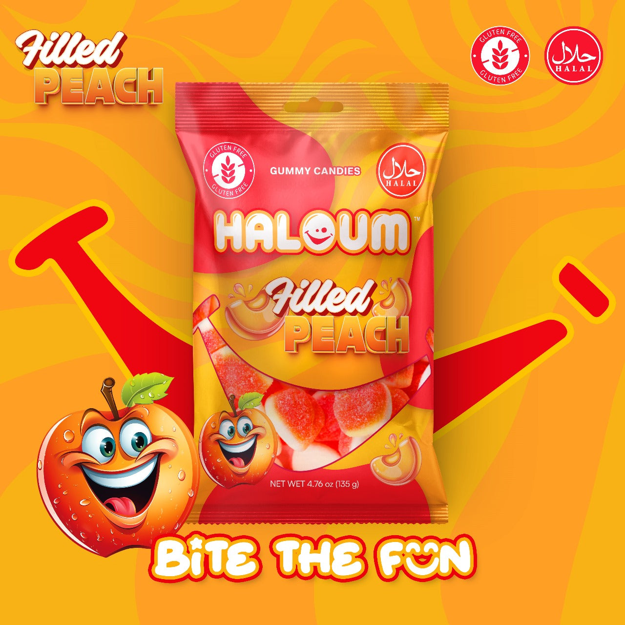 Filled Peach Haloum Candy 135 g