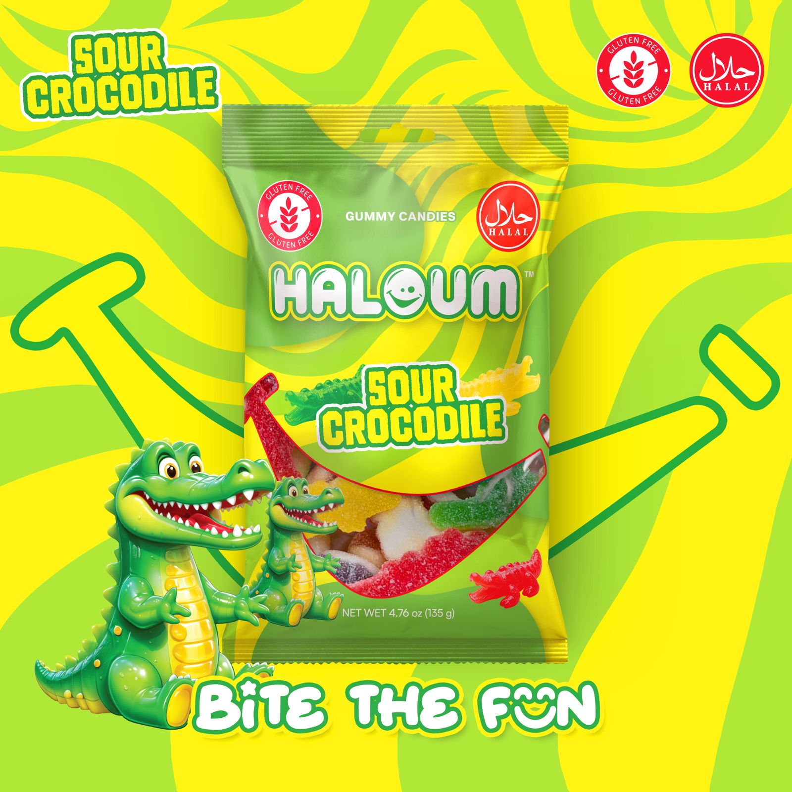 Sour Crocodile Haloum Candy 135 g